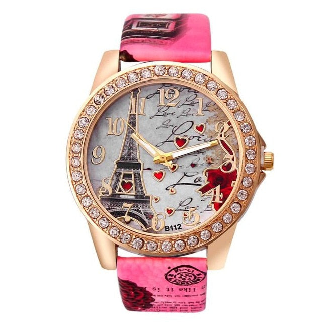 Drop Ship New Vintage Paris Eiffel Tower Women's Quartz Watch Women Girls Ladies Students Casual Wristwatch Relojes