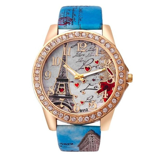 Drop Ship New Vintage Paris Eiffel Tower Women's Quartz Watch Women Girls Ladies Students Casual Wristwatch Relojes