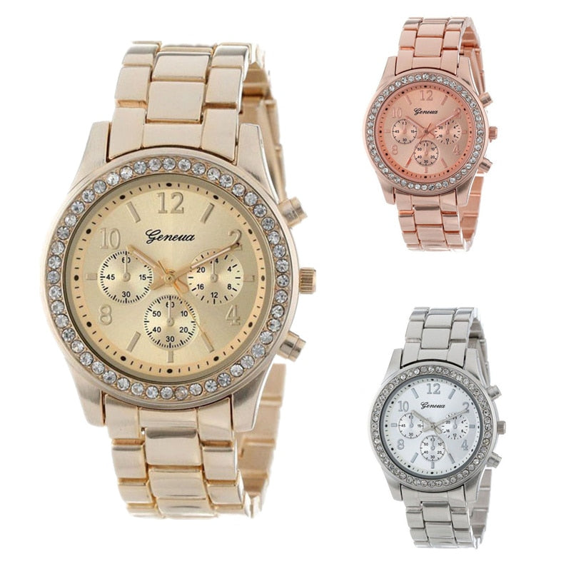 Geneva Classic Luxury Rhinestone Watch Women Watches Fashion Ladies Watch Women's Watches Clock Relogio Feminino Reloj Mujer