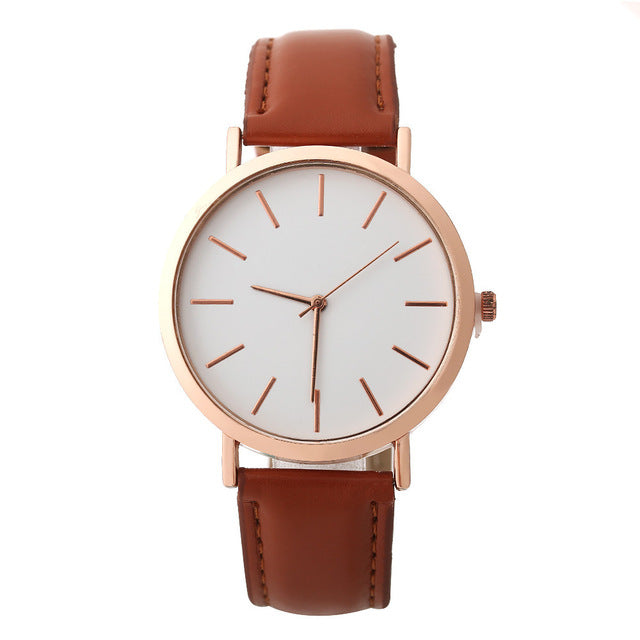 Woman Fashion Casual Alloy Leather Band Analog Round Wrist Watch Quartz Watches Women Clock reloj mujer Elegant
