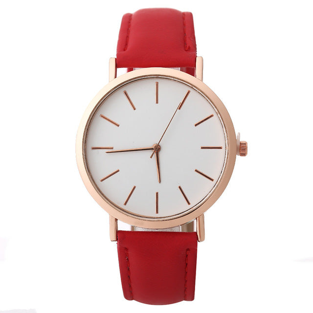 Woman Fashion Casual Alloy Leather Band Analog Round Wrist Watch Quartz Watches Women Clock reloj mujer Elegant