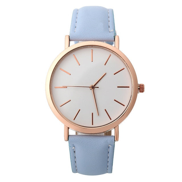 Woman Fashion Casual Alloy Leather Band Analog Round Wrist Watch Quartz Watches Women Clock reloj mujer Elegant